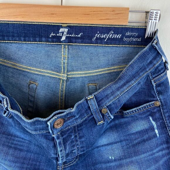 7 For All Mankind Josefina Skinny Boyfriend Lightly Distressed Jeans - Picture 8 of 8